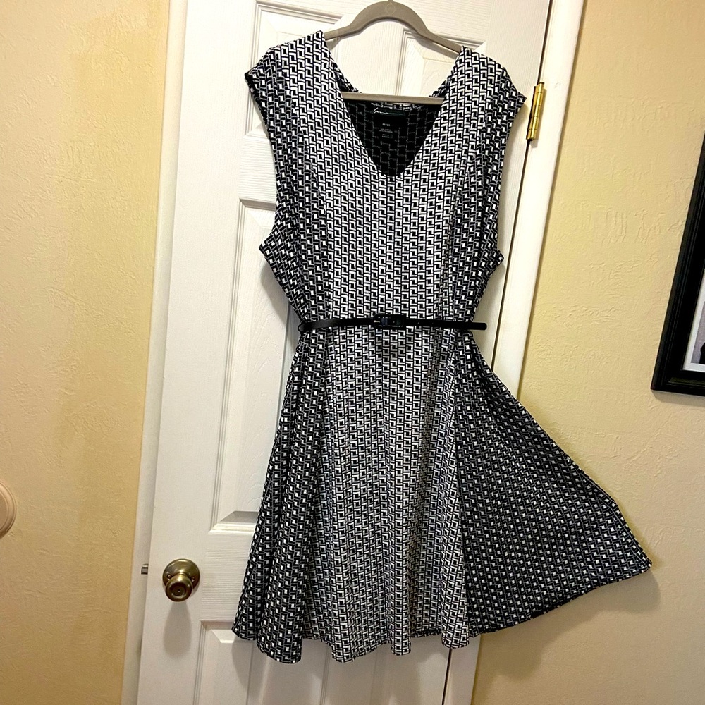 Lane Bryant tank dress with slimming effect and adjustable belt
